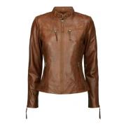 Btfcph Bikerjacka Läder 10245 Mörk Cognac Brown, Dam