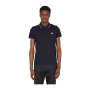 Moncler Randig Logo Polo Tröja Blue, Herr