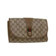 Gucci Vintage Begagnad Beige Canvas Gucci Clutch Beige, Dam