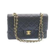 Chanel Vintage Förhandsägd Svart Läder Chanel Flap Väska Black, Dam