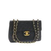 Chanel Vintage Svart canvas Chanel flapväska Black, Dam