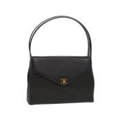 Chanel Vintage Förhandsägd Svart Canvas Clutch Väska Black, Dam