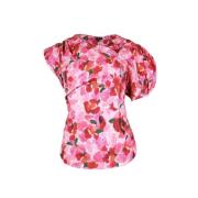 Isabel Marant Pre-owned Asymmetrisk Blommig Topp i Rosa Viskos Pink, U...