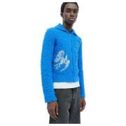 ERL Fluffy Stickad Cardigan med Dragkedja Blue, Herr