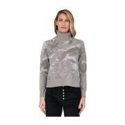 RRD Velvet Jacquard Turtleneck Gray, Dam