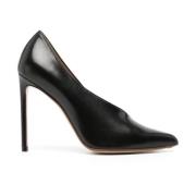 Francesco Russo Svarta Läder Asymmetriska Pumps Black, Dam