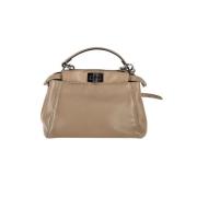 Fendi Vintage Beige Läder Fendi Peekaboo Väska Beige, Dam