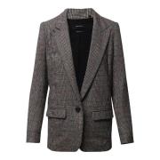 Isabel Marant Pre-owned Oversized Rutig Polyesterblazer Gray, Dam