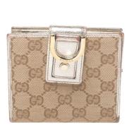 Gucci Vintage Beige Canvas Gucci Plånbok Beige, Dam