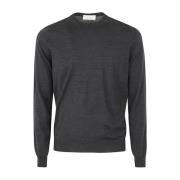 Filippo De Laurentiis Antracit Merino Crew Neck Sweater Black, Herr