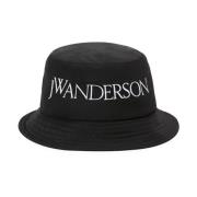 JW Anderson Svart Logobroderad Bucket Hat Black, Dam