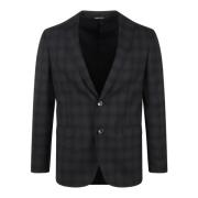 Tonello Handgjord Rutig Blazer Gray, Herr