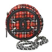 Chanel Vintage Röd Tweed Chanel Axelväska Red, Dam