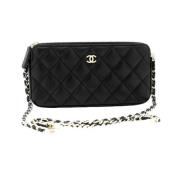 Chanel Vintage Förhandsägd Svart Läder Chanel Plånbok Black, Dam