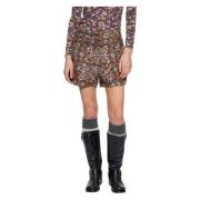 Antik Batik Blommig quiltad mönster shorts Brown, Dam