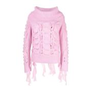 Blumarine Rundhalsad stickad tröja Pink, Dam