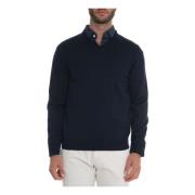 Boss Slim Fit Ull V-Hals Tröja Blue, Herr