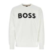 Boss Bekväm Bomullssweatshirt White, Herr