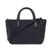 Bottega Veneta Marinblå Intreccio Mini Shopper Väska Blue, Dam