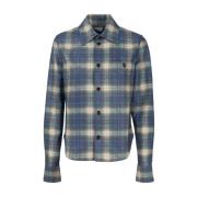 Bottega Veneta Tryckt läderskjorta - Normal passform Blue, Dam