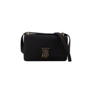 Burberry Svart Läder Crossbody Väska Black, Dam