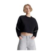 Calvin Klein Logo Tape Sweatshirt Black, Dam