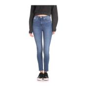 Calvin Klein Vintage Blå Högmidjade Skinny Jeans Blue, Dam