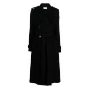 Chloé Klassisk Trenchcoat med Breda Revers Black, Dam