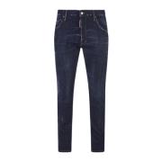 Dsquared2 Blå Straight-Leg Jeans med Förstörda Detaljer Blue, Herr