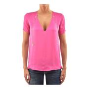 Dsquared2 Silke Kedja Hängande V-Hals T-Shirt för Kvinnor Pink, Dam