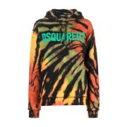 Dsquared2 Abstrakt Tryck Bomullshoodie Multicolor, Dam