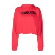 Dsquared2 Logo-Print Cropped Hoodie för kvinnor Red, Dam