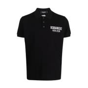 Dsquared2 Svart Polo T-shirt med knappstängning Black, Herr