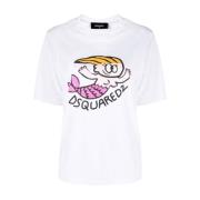 Dsquared2 Bomull Dam T-shirt, mångsidig vardagsklädsel White, Dam