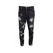 Dsquared2 Stiliga herr Relax Long Crotch Jeans Black, Herr