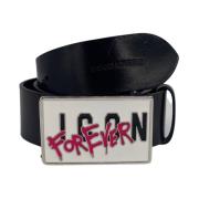 Dsquared2 Icon Forever Plaque Bälte Black, Dam