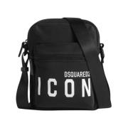 Dsquared2 Nylon Logo Icon Axelväska Black, Dam