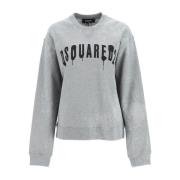 Dsquared2 Grå Logo Print Crewneck Sweater Gray, Dam