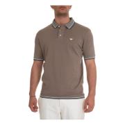 Emporio Armani Pique Bomull Polo Tröja Brown, Herr