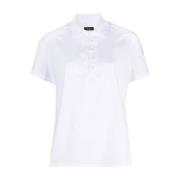 Emporio Armani Vit Button-Front Polo Skjorta White, Dam