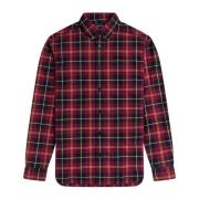 Fred Perry Tawny Port Tartan Skjorta Red, Herr