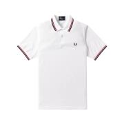 Fred Perry Slim Fit Twin Tipped Polo i Vit, Röd, Marinblå White, Herr