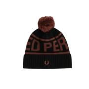 Fred Perry Pom Pom Beanie med Logo Black, Unisex