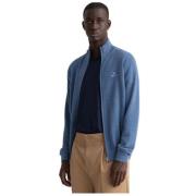 Gant Slim Fit Dragkedja Bomull Piqué Väst Blue, Herr