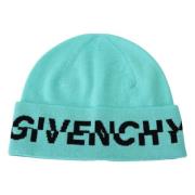 Givenchy Aquamarine Grön Ull Beanie Unisex Logo Mössa Green, Unisex