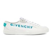 Givenchy Canvas Sneakers, Blå Detaljer, Bekväma och Hållbara White, He...