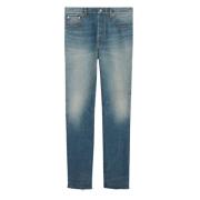 Gucci Mid-rise straight-leg tvättade jeans Blue, Dam