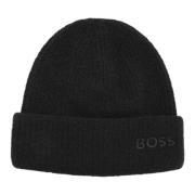 Hugo Boss Ull Logo Mössa i Svart Black, Unisex