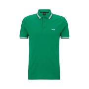 Hugo Boss Andningsbar Piqué Polo med Sportiga Ränder Green, Herr