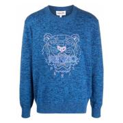 Kenzo Blå Tiger Icon Logo Sweater Blue, Herr